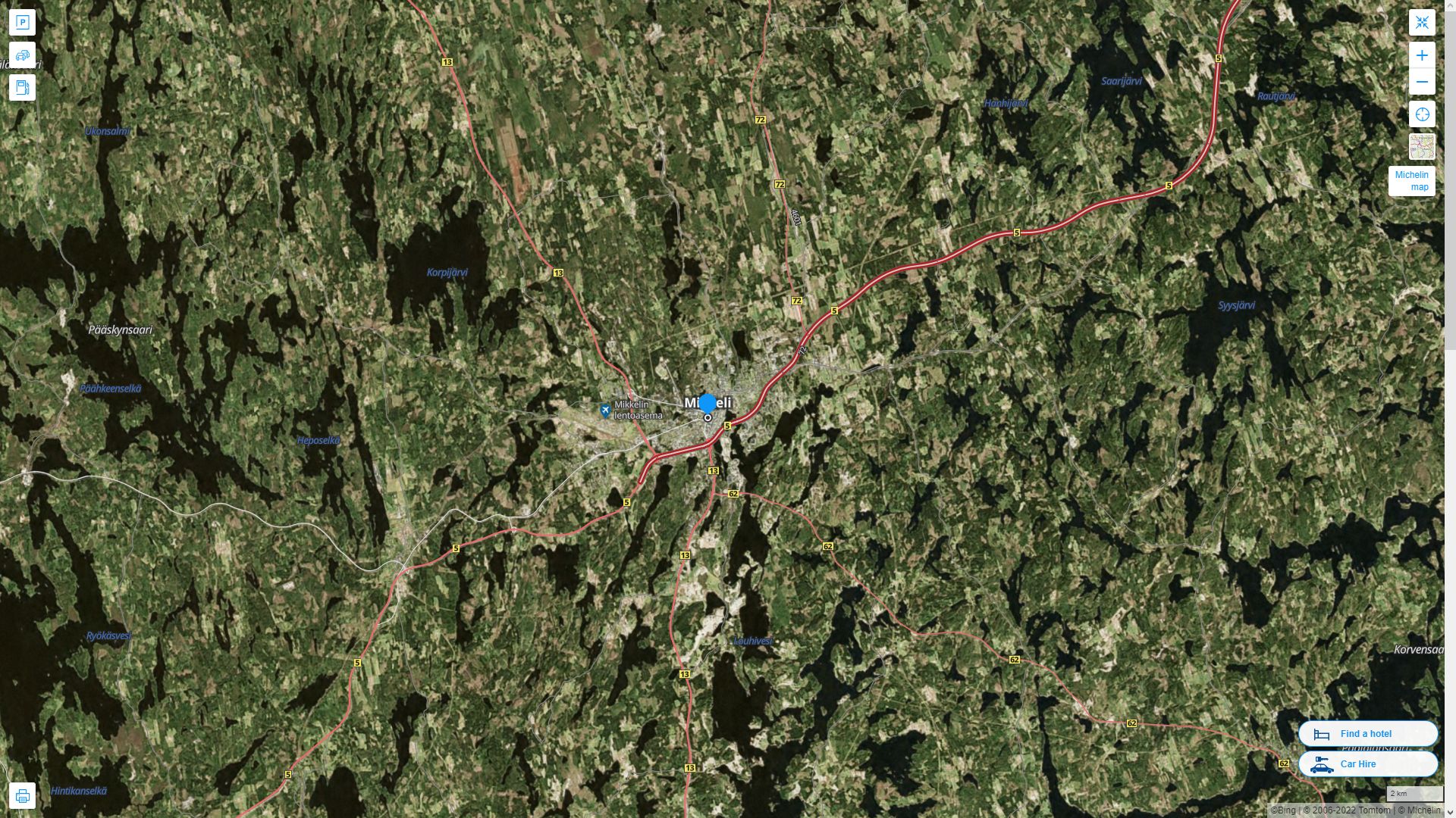 Mikkeli Highway and Road Map with Satellite View
